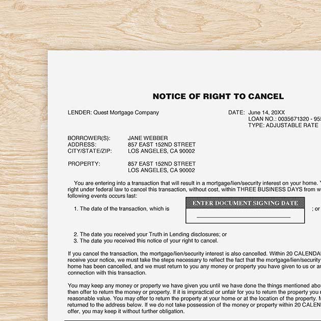 Notary Signing Agent Document FAQ: Notice Of Right To Cancel